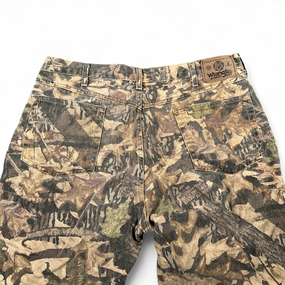 Vintage Wrangler Pants Mens 36x30 Brown Camo Hunting Double Knee Mossy Oak Y2K - Picture 5 of 11